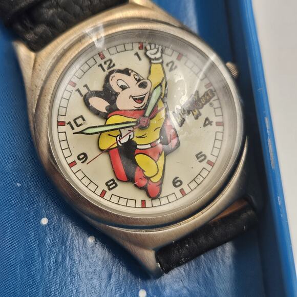 Mighty Mouse New Fossil Made LTD, Rare In Flight 3-D Look Dial Watch with Tin - Picture 2 of 8